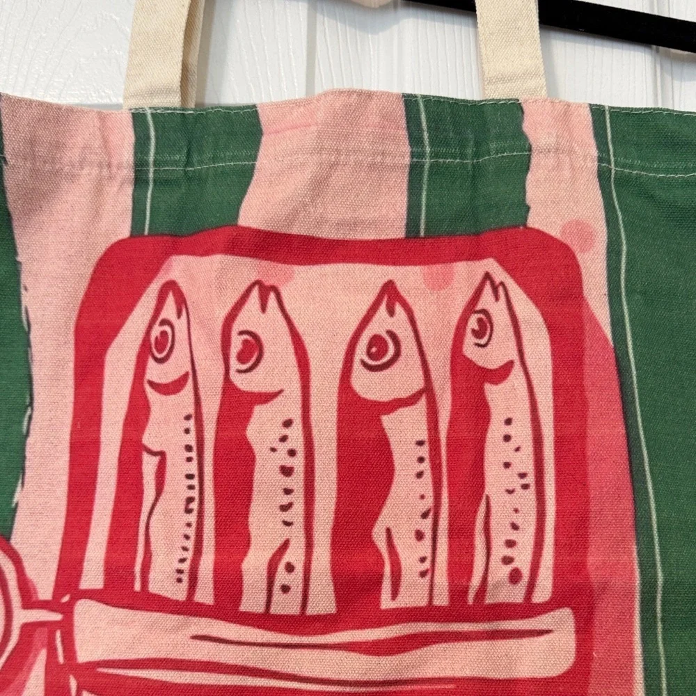 Striped Sardines Canvas Tote Bag - Picture 3 of 8